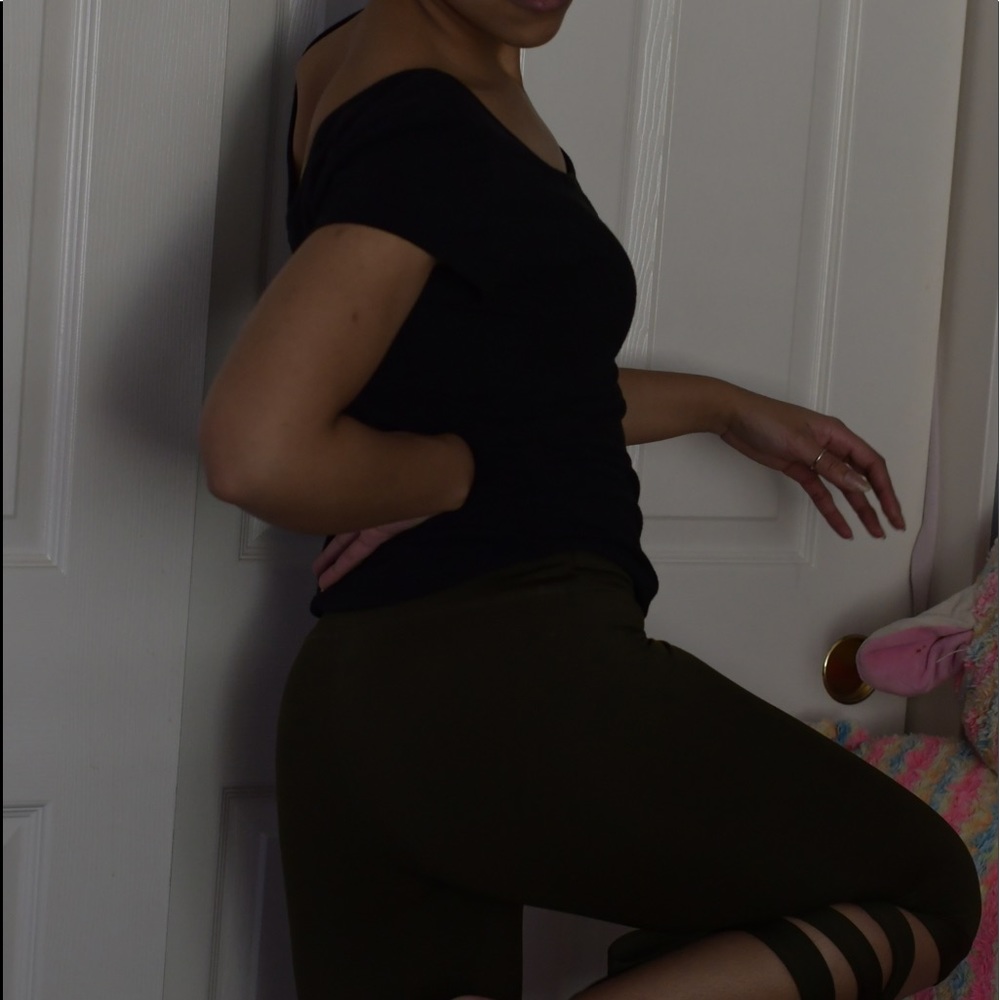 Dark Green Lace Up Leggings